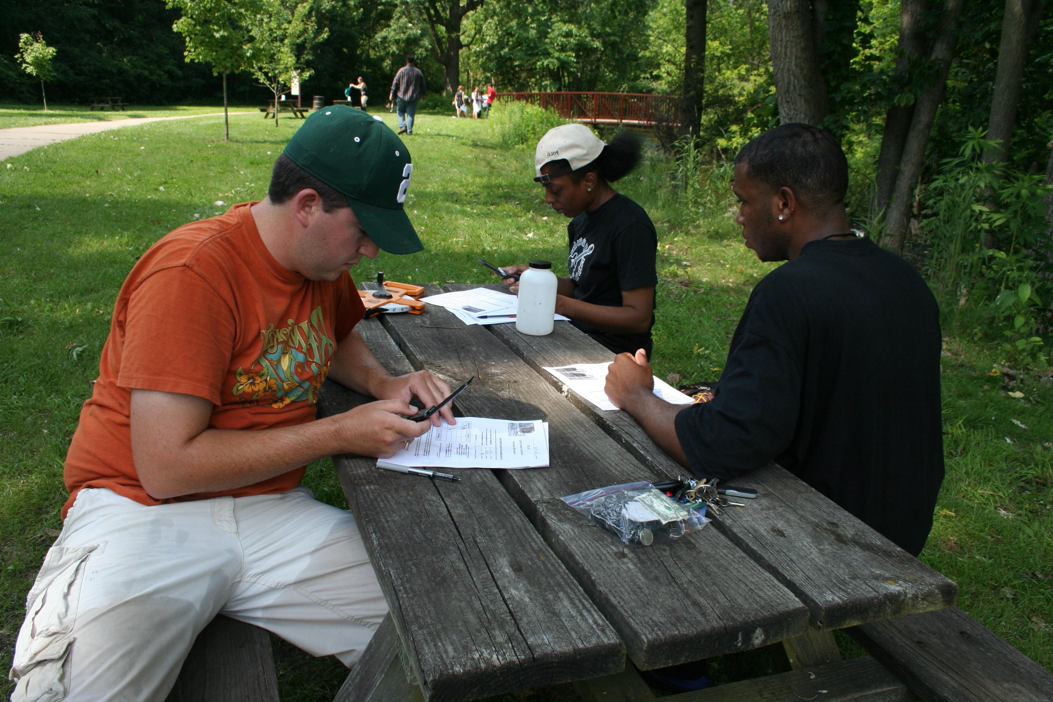 Students testing water at nearby Parker Mill